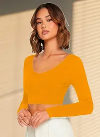 Casual Polyester Blend V Neck Long Sleeves Stylish Crop Top-thumb1