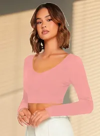 Casual Polyester Blend V Neck Long Sleeves Stylish Crop Top-thumb1