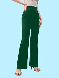 Womens High Waist Bell Bottom Trouser, Elastic Flared Bootcut Pants, Stretchy Parallel Leg for Casual Office Work wear-thumb1