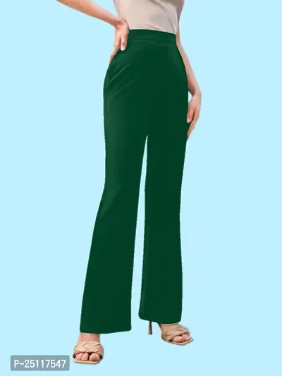 Womens High Waist Bell Bottom Trouser, Elastic Flared Bootcut Pants, Stretchy Parallel Leg for Casual Office Work wear-thumb2