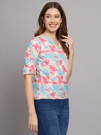 Casual Polyester Blend V-Neck Bishop Sleeves MultiColour Stylish Top (23Inches)-thumb2