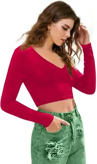 Classic Polyester Solid Crop Top for Women's-thumb2