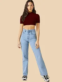 Dream Beauty Fashion Women's  Girl's Solid Full Sleeve Crop Top-thumb2