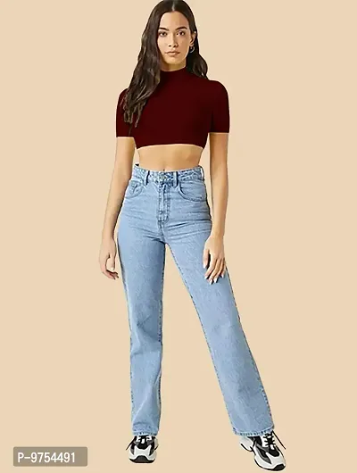 Dream Beauty Fashion Women's  Girl's Solid Full Sleeve Crop Top-thumb3