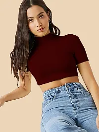 Dream Beauty Fashion Women's  Girl's Solid Full Sleeve Crop Top-thumb1