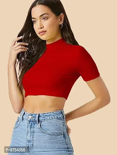 Dream Beauty Fashion Ribbed Short Sleeves Round Neck Polyster Blend Cut Out Crop Top (16 Inches)