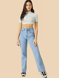 Dream Beauty Fashion Ribbed Short Sleeves Round Neck Polyster Blend Cut Out Crop Top (16 Inches)-thumb2