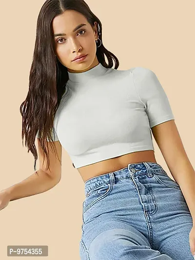 Dream Beauty Fashion Ribbed Short Sleeves Round Neck Polyster Blend Cut Out Crop Top (16 Inches)-thumb4