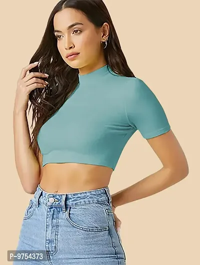 Dream Beauty Fashion Ribbed Short Sleeves Round Neck Polyster Blend Cut Out Crop Top (16 Inches)