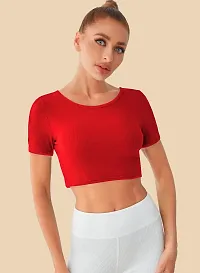 Dream Beauty Fashion Women Half Sleeve Cropped T Shirt Round Neck Crop Tops Casual Tees-thumb2