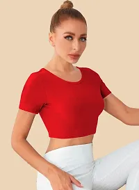 Dream Beauty Fashion Women Half Sleeve Cropped T Shirt Round Neck Crop Tops Casual Tees-thumb3