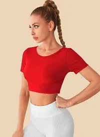 Dream Beauty Fashion Women Half Sleeve Cropped T Shirt Round Neck Crop Tops Casual Tees-thumb4