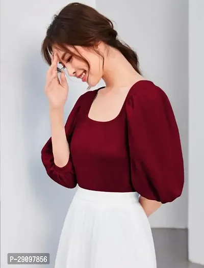 Classic Polyester Solid Top for Women-thumb0