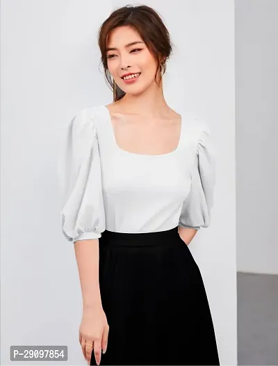 Classic Polyester Solid Top for Women-thumb2