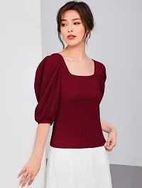 Classic Polyester Solid Top for Women-thumb1