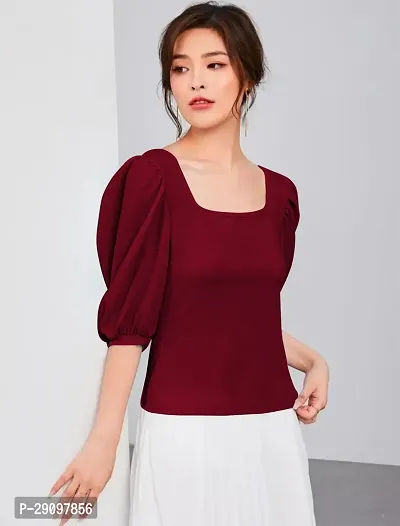 Classic Polyester Solid Top for Women-thumb2