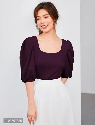 Classic Polyester Solid Top for Women-thumb2