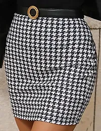 Casual Polyester Blend Houndshooth Print Stylish Mini Skirt For Women (17Inches)-thumb4