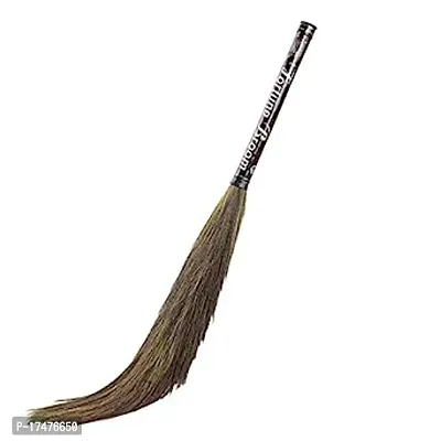Premium Quality Rooster Broom Phool Jhadu Natural Mizoram Heavy Duty 17.3 Cm Long Grass With Laminated Plastic Handle, Dust Removal, And Floor Cleaning-thumb0