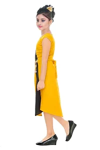 Fabulous Golden Yellow Cotton Blend Stylish  A-Line Dress For Girls-thumb1