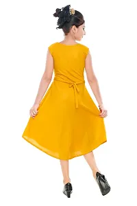 Fabulous Golden Yellow Cotton Blend Stylish  A-Line Dress For Girls-thumb2