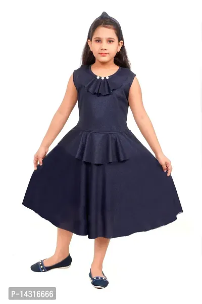 Girls  A-Line  Blue Shimmer Partywear Frock and Dress-thumb0