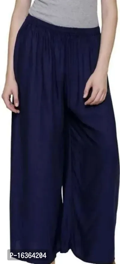 Women Regular Fit  Blue  Rayon Plazzo Pant-thumb0