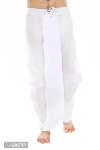 Men Cotton Stitched Dhoti White-thumb0