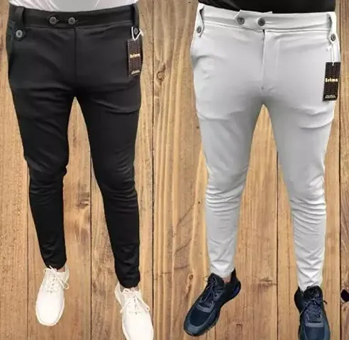 Stylish Men Lycra Casual Trouser Pack of 2