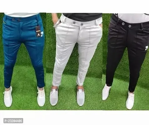 Stylish Men Lycra Casual Trouser Pack of 3-thumb0