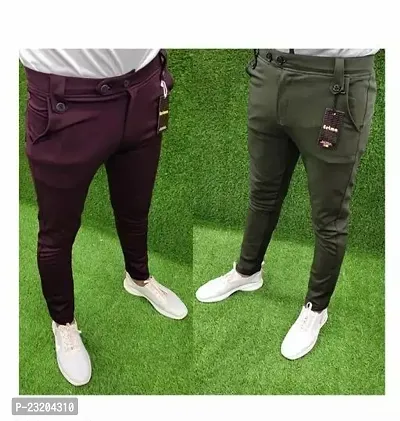 Stylish Men Lycra Casual Trouser Pack of 2-thumb0