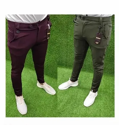 New Arrival Cotton Spandex Casual Trousers For Men Pack of 2