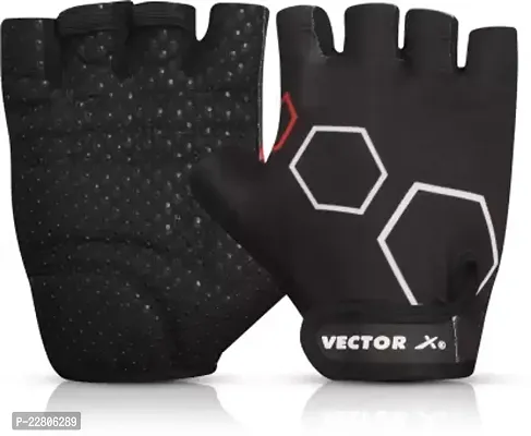 Fingerless Black Training Gym And Fitness Glovesnbsp;nbsp;(Black And White)