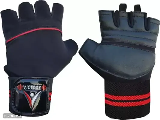Ninja - Fully Leather Gym Gloves For Men And Women With Wrist Support Gym And Fitness Glovesnbsp;nbsp;(Black)