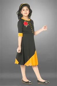 Classic Cotton Blend Solid Dresses for Kids Girls-thumb1
