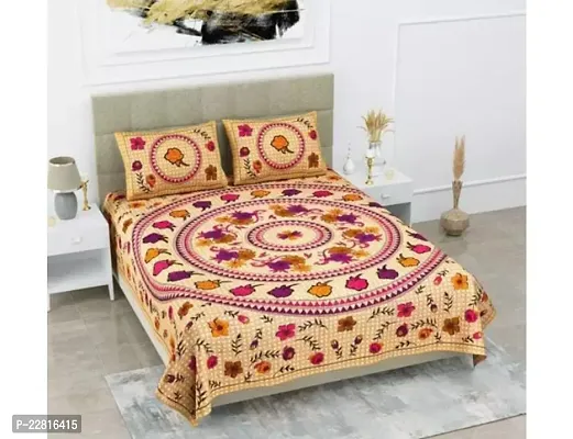 Beautiful Cotton Double  Bedsheet with 2 Pillowcovers