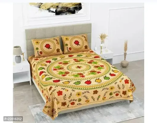 Beautiful Cotton Double  Bedsheet with 2 Pillowcovers