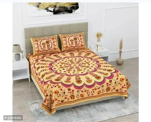Beautiful Cotton Double  Bedsheet with 2 Pillowcovers