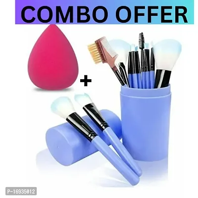 NEW COMBO OFFER OF BOTTLE BRUSHES WITH BEAUTY BLENDER CAN BE USE IN UNDER EYE CONCEALING FOUNDATION AS AS U PURSUE