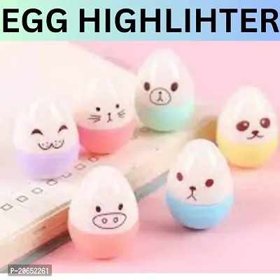 NEW EGG SHAPE HIGHLIGHTER PACK OF 6 CUTE POCKET FRIENDLY HIGHLIGHTERS-thumb0