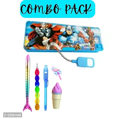 NEW AVENGERS PENCIL BOX WITH IN TEGRATED LAMP AND BEAUTIFUL PENS AND PENCILS FOR KIDS BEST BIRTHDAY GIFT FOR KIDS