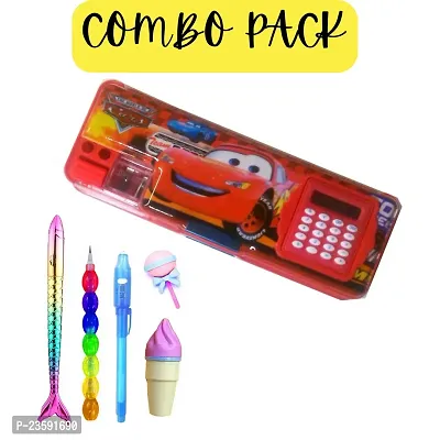 NEW CAR RED CALCULATOR GEOMETRY WITH BEAUTIFUL ACCESSORIES WITH IT PACK OF 6 ITEMS-thumb0