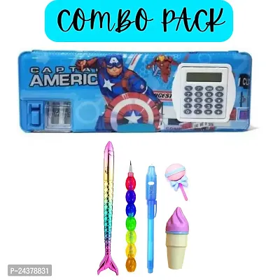 NEW AVENGER GEOMETRY FISH PEN RAINBOW PENCIL CHEATING PEN SOFTY HIGHLIGHTER ERASER-thumb0