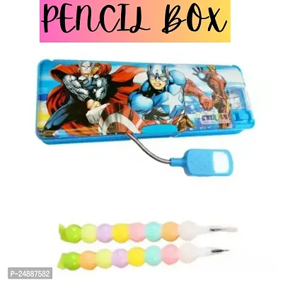 NEW AVENGER PENCIL BOX  WITH LIGHT AND 2 PERAL SHAPE PEN