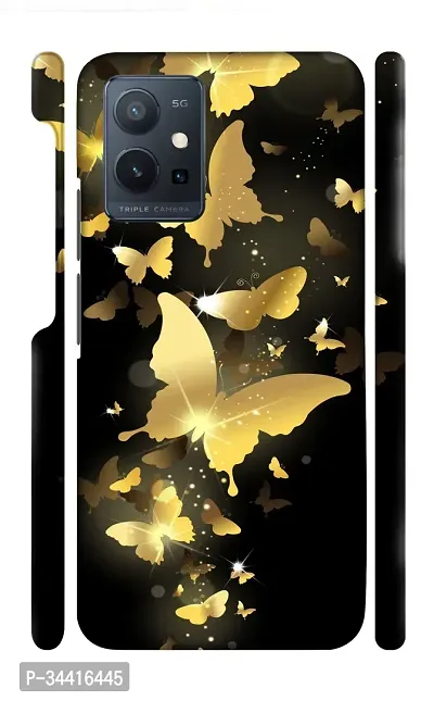 STARSTOKS Premium  Shiny Golden Butter fly  Printed Mobile Back Cover for Vivo T1 5G  Beautiful Designer Case   Cover for Your Smartphone