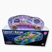360 Degree Bump  Go ABS Plastic Rotating Concept Racing Car with 3D Flashing Led Lights  Music for Kids -Transparent  (Multicolor)-thumb2