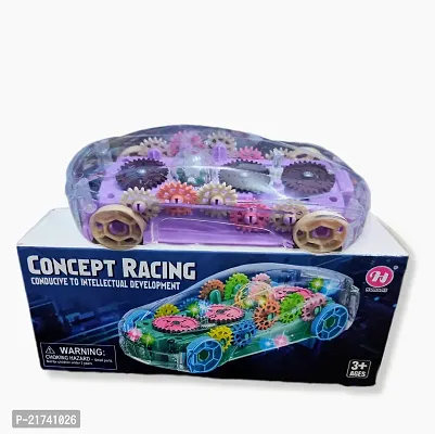 360 Degree Bump  Go ABS Plastic Rotating Concept Racing Car with 3D Flashing Led Lights  Music for Kids -Transparent  (Multicolor)-thumb3