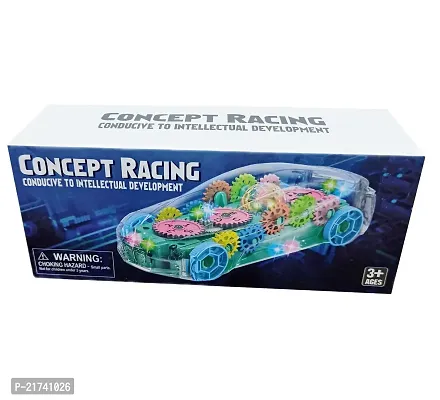 360 Degree Bump  Go ABS Plastic Rotating Concept Racing Car with 3D Flashing Led Lights  Music for Kids -Transparent  (Multicolor)-thumb4