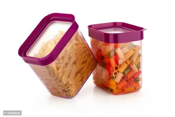 Transparent Plastic Air Tight Storage Container Jar Cereal Dispenser For Kitchen Small Kitkat Containers, Masala Containers Pack Of 2