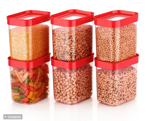 Transparent Plastic Air Tight Storage Container Jar Cereal Dispenser For Kitchen Small Kitkat Containers, Masala Containers Pack Of 6-thumb0